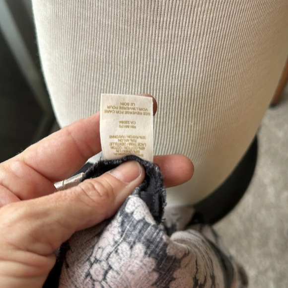 Barbary Coast Linen tunic Dress Free people black & beige lace size 10 paisley - Picture 8 of 11